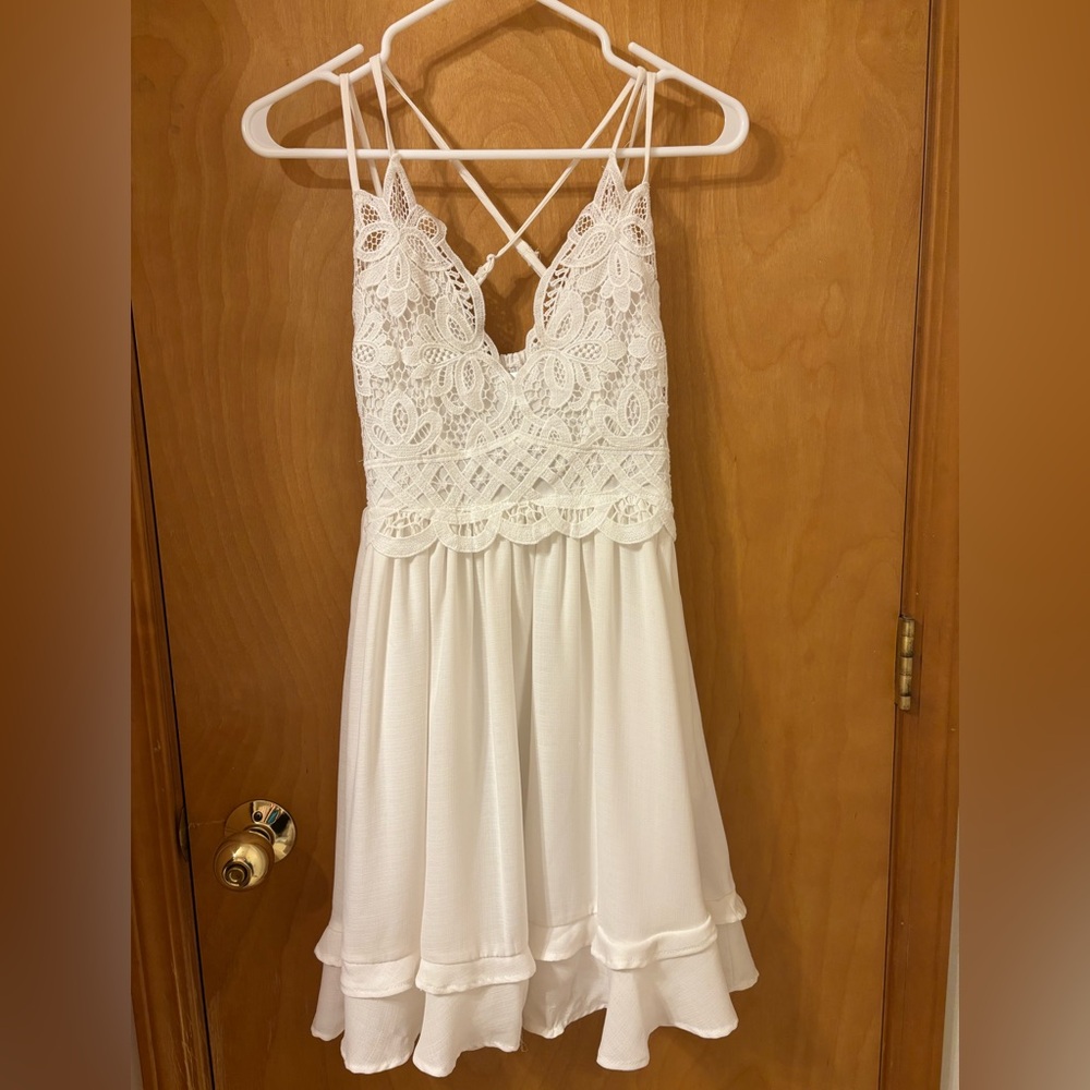 Emerald Sundae White Lace Mini Dress